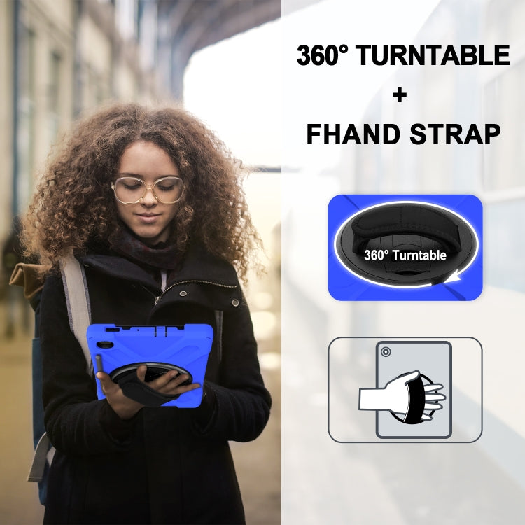 For Samsung Galaxy Tab S6 Lite P610 Shockproof Colorful Silicone + PC Protective Case with Holder & Shoulder Strap & Hand Strap & Pen Slot(Blue) - Tab S6 Lite P610 / P615 by buy2fix | Online Shopping UK | buy2fix