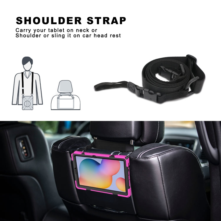 For Samsung Galaxy Tab S6 Lite P610 Shockproof Colorful Silicone + PC Protective Case with Holder & Shoulder Strap & Hand Strap & Pen Slot(Rose Red) - Tab S6 Lite P610 / P615 by buy2fix | Online Shopping UK | buy2fix