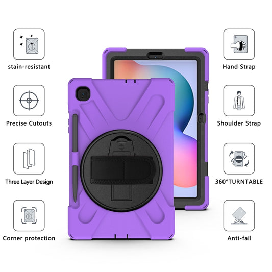 For Samsung Galaxy Tab S6 Lite P610 Shockproof Colorful Silicone + PC Protective Case with Holder & Shoulder Strap & Hand Strap & Pen Slot(Purple) - Tab S6 Lite P610 / P615 by buy2fix | Online Shopping UK | buy2fix