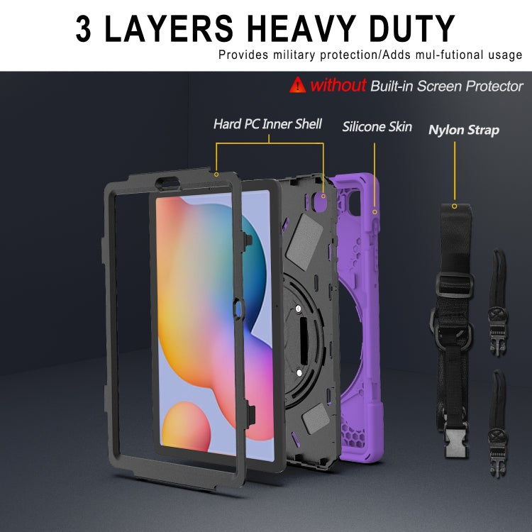 For Samsung Galaxy Tab S6 Lite P610 Shockproof Colorful Silicone + PC Protective Case with Holder & Shoulder Strap & Hand Strap & Pen Slot(Purple) - Tab S6 Lite P610 / P615 by buy2fix | Online Shopping UK | buy2fix