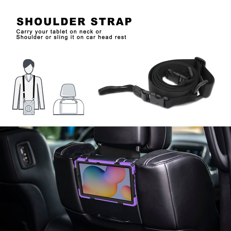 For Samsung Galaxy Tab S6 Lite P610 Shockproof Colorful Silicone + PC Protective Case with Holder & Shoulder Strap & Hand Strap & Pen Slot(Purple) - Tab S6 Lite P610 / P615 by buy2fix | Online Shopping UK | buy2fix
