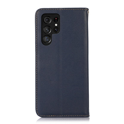 For Samsung Galaxy S24 Ultra KHAZNEH Nappa Top Layer Cowhide Leather Phone Case(Blue) - Galaxy Phone Cases by buy2fix | Online Shopping UK | buy2fix