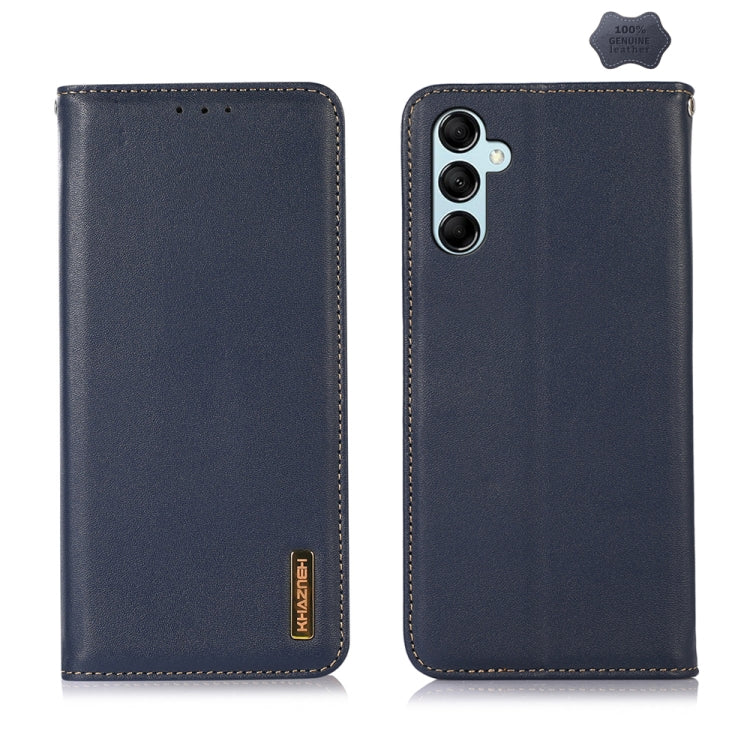 For Samsung Galaxy S24 KHAZNEH Nappa Top Layer Cowhide Leather Phone Case(Blue) - Galaxy Phone Cases by buy2fix | Online Shopping UK | buy2fix