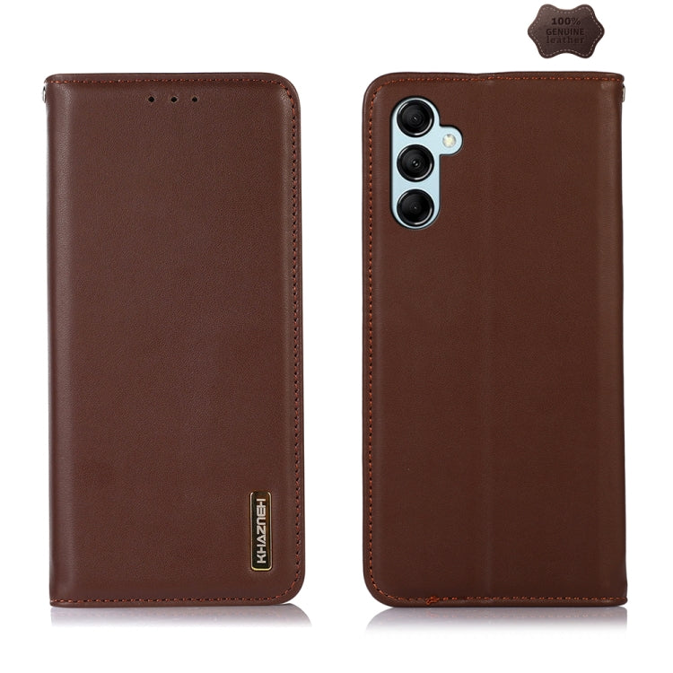 For Samsung Galaxy S24+ KHAZNEH Nappa Top Layer Cowhide Leather Phone Case(Brown) - Galaxy Phone Cases by buy2fix | Online Shopping UK | buy2fix