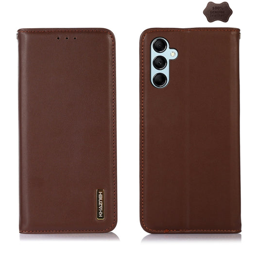For Samsung Galaxy S24+ KHAZNEH Nappa Top Layer Cowhide Leather Phone Case(Brown) - Galaxy Phone Cases by buy2fix | Online Shopping UK | buy2fix