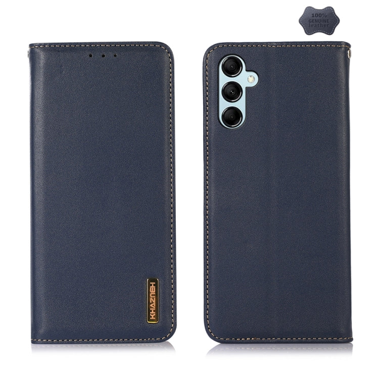 For Samsung Galaxy A55 5G KHAZNEH Nappa Top Layer Cowhide Leather Phone Case(Blue) - Galaxy Phone Cases by buy2fix | Online Shopping UK | buy2fix