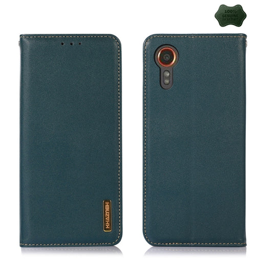 For Samsung Galaxy Xcover 7 KHAZNEH Nappa Top Layer Cowhide Leather Phone Case(Green) - Galaxy Phone Cases by buy2fix | Online Shopping UK | buy2fix