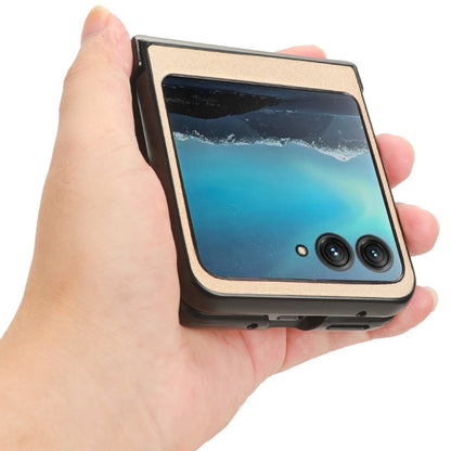 For Motorola Moto Razr 40 Ultra Sandskin Texture Phone Case(Gold) by buy2fix