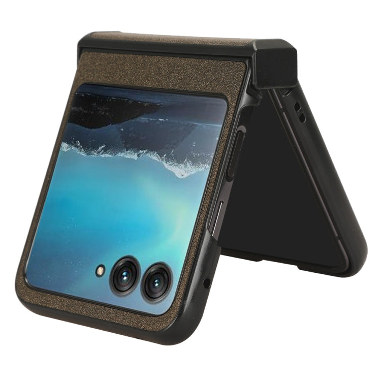 For Motorola Moto Razr 40 Ultra Sandskin Texture Phone Case(Brown) by buy2fix