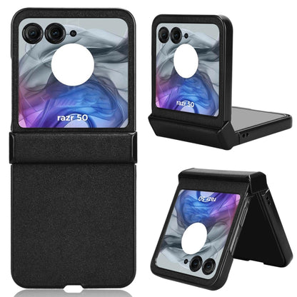 For Motorola Razr 50 Sandskin Texture Phone Case(Black) by buy2fix