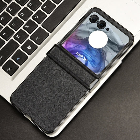 For Motorola Razr 50 Sandskin Texture Phone Case(Black) by buy2fix