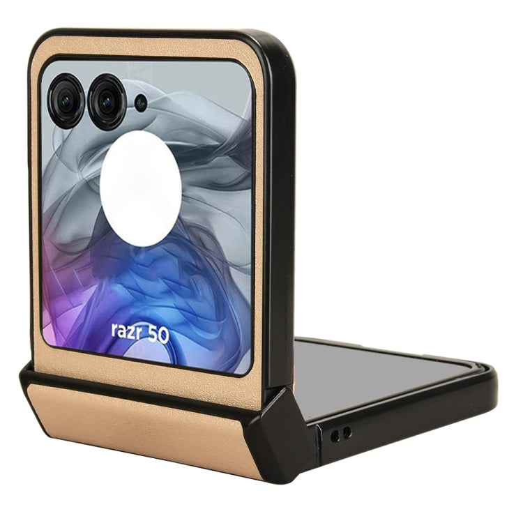 For Motorola Razr 50 Sandskin Texture Phone Case(Gold) by buy2fix