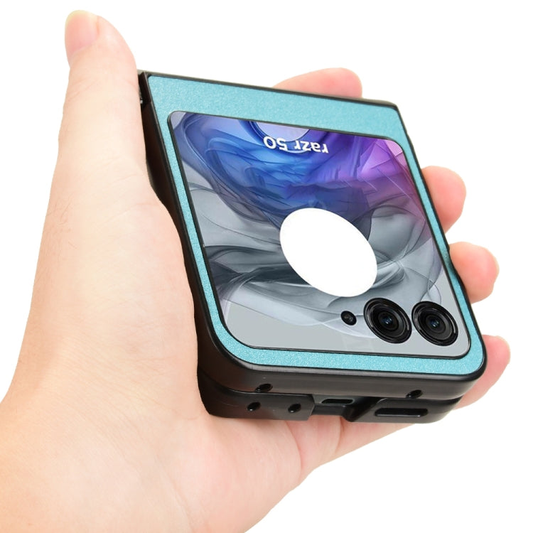 For Motorola Razr 50 Sandskin Texture Phone Case(Blue) by buy2fix