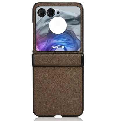 For Motorola Razr 50 Sandskin Texture Phone Case(Brown) by buy2fix