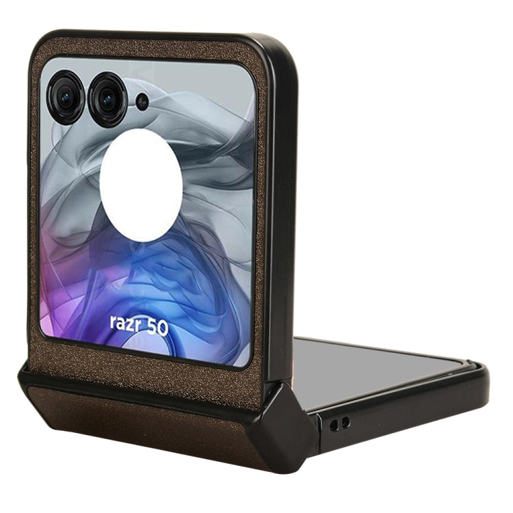 For Motorola Razr 50 Sandskin Texture Phone Case(Brown) by buy2fix
