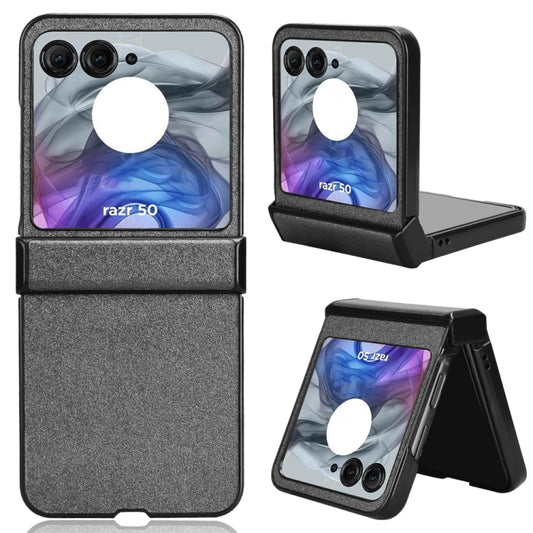 For Motorola Razr 50 Sandskin Texture Phone Case(Grey) by buy2fix