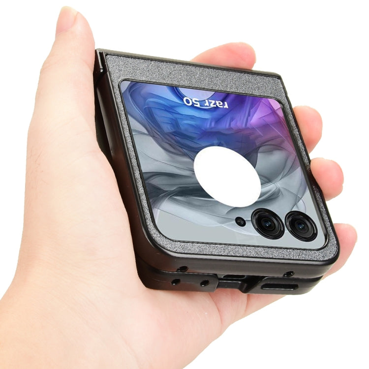 For Motorola Razr 50 Sandskin Texture Phone Case(Grey) by buy2fix