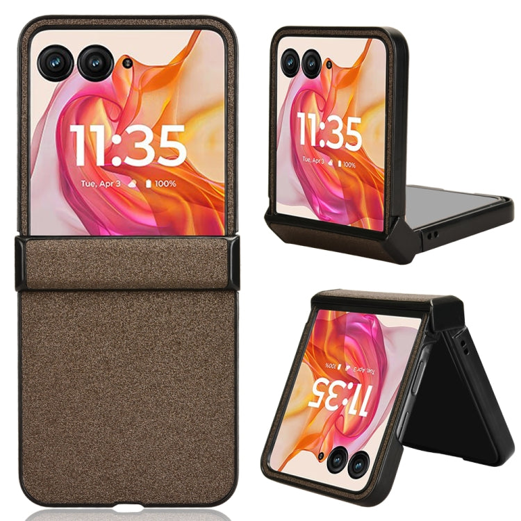 For Motorola Razr 50 Ultra Sandskin Texture Phone Case(Brown) by buy2fix