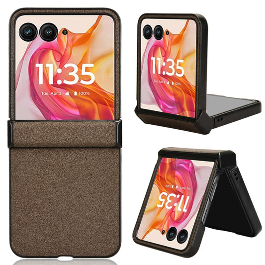 For Motorola Razr 50 Ultra Sandskin Texture Phone Case(Brown) by buy2fix