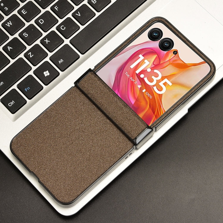 For Motorola Razr 50 Ultra Sandskin Texture Phone Case(Brown) by buy2fix