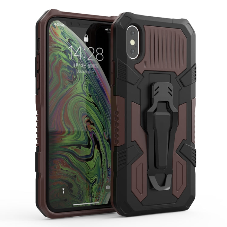 For iPhone XS Max Machine Armor Warrior Shockproof PC + TPU Protective Case(Dark Brown) by buy2fix