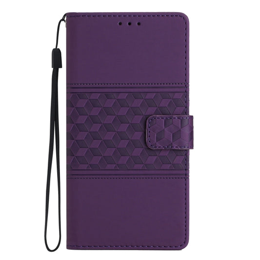 For Samsung Galaxy S24 5G Diamond Embossed Skin Feel Leather Phone Case(Purple) - Galaxy S24 5G Cases by buy2fix | Online Shopping UK | buy2fix