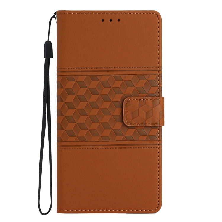 For Samsung Galaxy A35 5G Diamond Embossed Skin Feel Leather Phone Case(Brown) by buy2fix