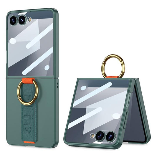For Samsung Galaxy Z Flip7 5G GKK Integrated Ultrathin Shockproof Phone Case with Ring Wrist Strap(Green) - Galaxy Z Flip7 5G Cases by GKK | Online Shopping UK | buy2fix
