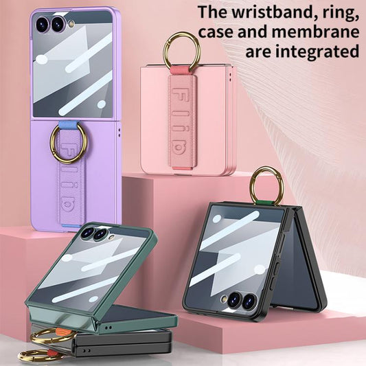 For Samsung Galaxy Z Flip7 5G GKK Integrated Ultrathin Shockproof Phone Case with Ring Wrist Strap(Green) - Galaxy Z Flip7 5G Cases by GKK | Online Shopping UK | buy2fix