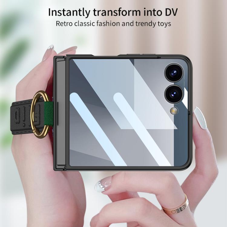 For Samsung Galaxy Z Flip7 5G GKK Integrated Ultrathin Shockproof Phone Case with Ring Wrist Strap(Black) - Galaxy Z Flip7 5G Cases by GKK | Online Shopping UK | buy2fix