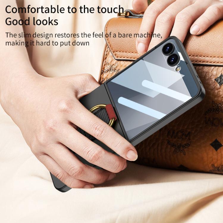 For Samsung Galaxy Z Flip7 5G GKK Integrated Ultrathin Shockproof Phone Case with Ring Wrist Strap(Black) - Galaxy Z Flip7 5G Cases by GKK | Online Shopping UK | buy2fix