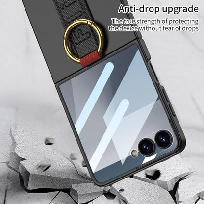 For Samsung Galaxy Z Flip7 5G GKK Integrated Ultrathin Shockproof Phone Case with Ring Wrist Strap(Black) - Galaxy Z Flip7 5G Cases by GKK | Online Shopping UK | buy2fix