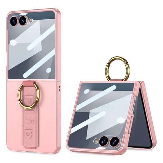 For Samsung Galaxy Z Flip7 5G GKK Integrated Ultrathin Shockproof Phone Case with Ring Wrist Strap(Pink) - Galaxy Z Flip7 5G Cases by GKK | Online Shopping UK | buy2fix
