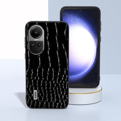 For OPPO Reno 10 / 10 Pro Global ABEEL Genuine Leather Crocodile Pattern Black Edge Phone Case(Black) by buy2fix