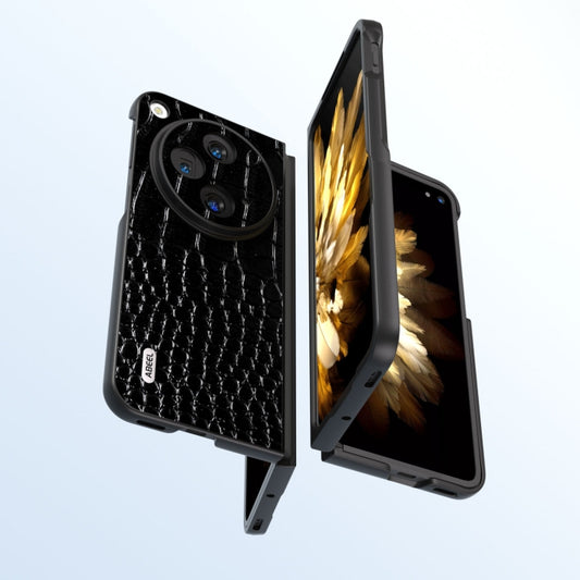 For OPPO Find N3 ABEEL Genuine Leather Crocodile Pattern Black Edge Phone Case(Black) - OPPO Cases by buy2fix | Online Shopping UK | buy2fix