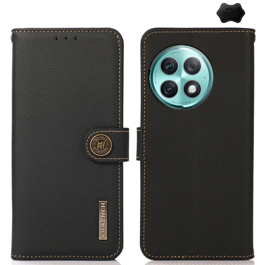 For OnePlus Ace 2 Pro KHAZNEH Custer Genuine Leather RFID Phone Case(Black) - OnePlus Cases by buy2fix | Online Shopping UK | buy2fix