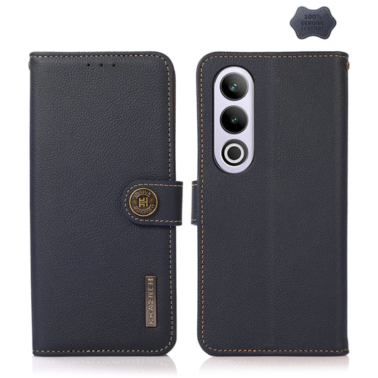 For OnePlus Ace 3V KHAZNEH Custer Genuine Leather RFID Phone Case(Blue) - OnePlus Cases by buy2fix | Online Shopping UK | buy2fix