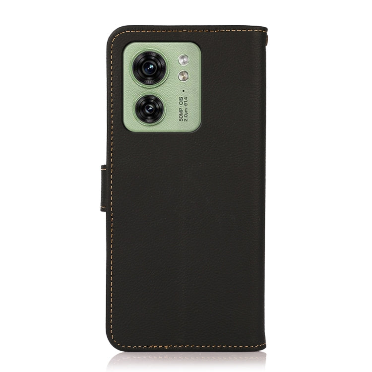 For Motorola Edge 40 KHAZNEH Custer Genuine Leather RFID Phone Case(Black) - Motorola Cases by buy2fix | Online Shopping UK | buy2fix