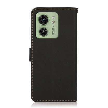 For Motorola Edge 40 KHAZNEH Custer Genuine Leather RFID Phone Case(Black) - Motorola Cases by buy2fix | Online Shopping UK | buy2fix