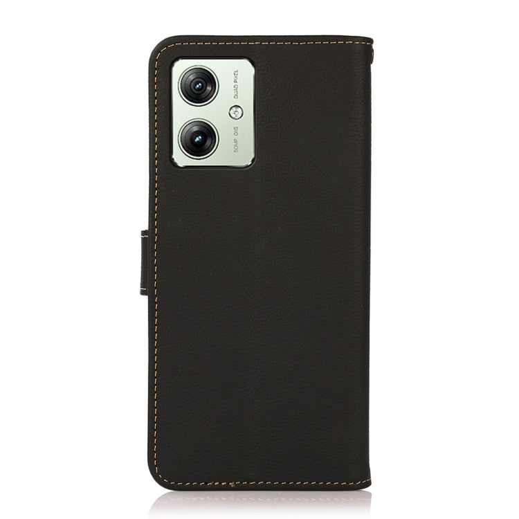 For Motorola Moto G54 5G KHAZNEH Custer Genuine Leather RFID Phone Case(Black) - Motorola Cases by buy2fix | Online Shopping UK | buy2fix