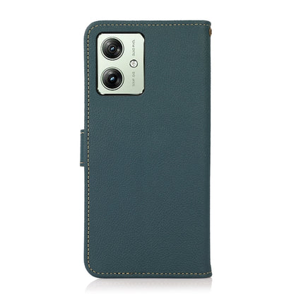 For Motorola Moto G54 5G KHAZNEH Custer Genuine Leather RFID Phone Case(Green) - Motorola Cases by buy2fix | Online Shopping UK | buy2fix
