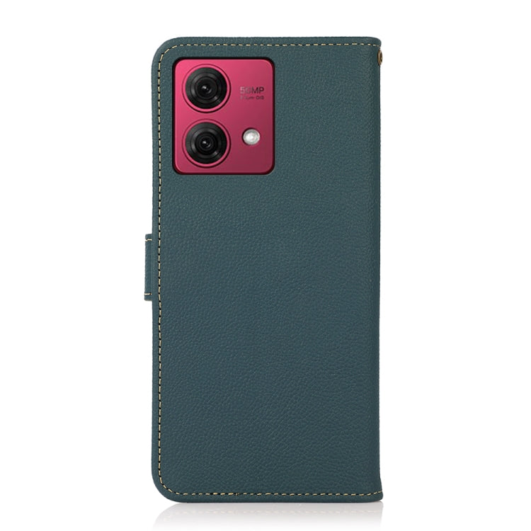 For Motorola Moto G84 5G KHAZNEH Custer Genuine Leather RFID Phone Case(Green) - Motorola Cases by buy2fix | Online Shopping UK | buy2fix