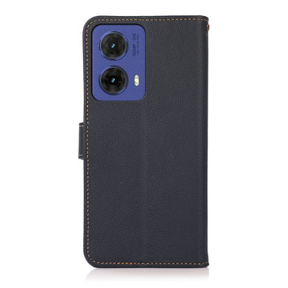 For Motorola Moto G85 KHAZNEH Custer Genuine Leather RFID Phone Case(Blue) - Motorola Cases by buy2fix | Online Shopping UK | buy2fix