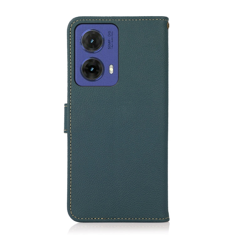 For Motorola Moto G85 KHAZNEH Custer Genuine Leather RFID Phone Case(Green) - Motorola Cases by buy2fix | Online Shopping UK | buy2fix