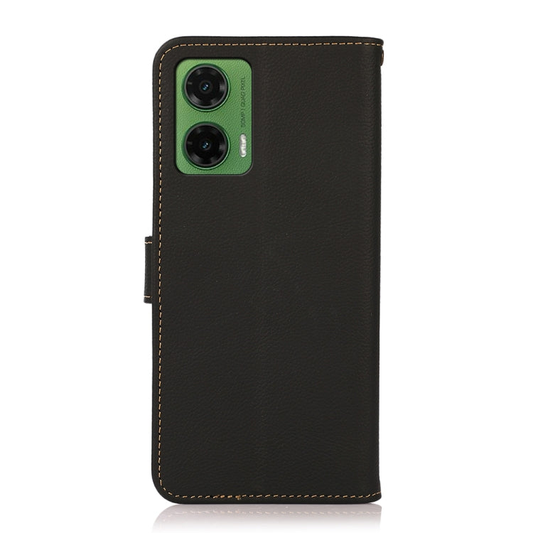 For Motorola Moto G35 KHAZNEH Custer Genuine Leather RFID Phone Case(Black) - Motorola Cases by buy2fix | Online Shopping UK | buy2fix