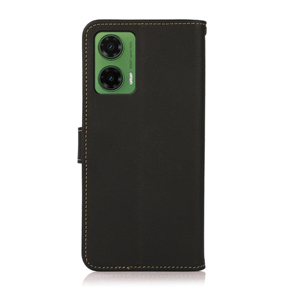 For Motorola Moto G35 KHAZNEH Custer Genuine Leather RFID Phone Case(Black) - Motorola Cases by buy2fix | Online Shopping UK | buy2fix