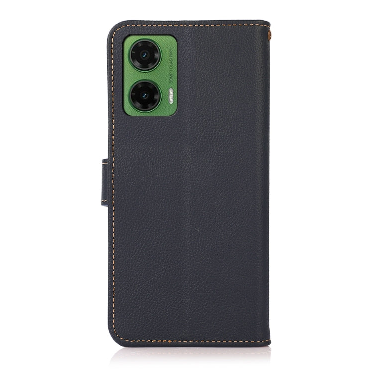 For Motorola Moto G35 KHAZNEH Custer Genuine Leather RFID Phone Case(Blue) - Motorola Cases by buy2fix | Online Shopping UK | buy2fix