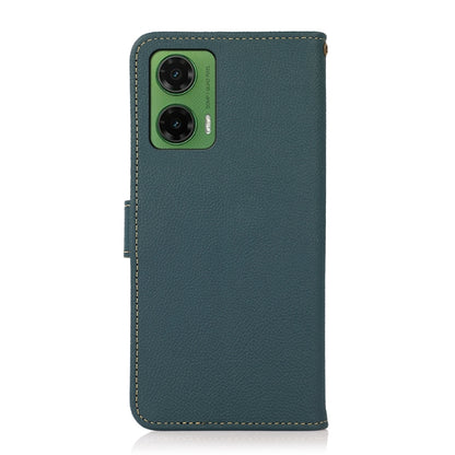 For Motorola Moto G35 KHAZNEH Custer Genuine Leather RFID Phone Case(Green) - Motorola Cases by buy2fix | Online Shopping UK | buy2fix