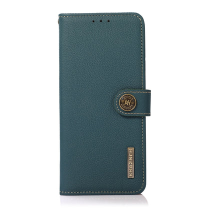 For Motorola Moto G75 5G KHAZNEH Custer Genuine Leather RFID Phone Case(Green) - Motorola Cases by buy2fix | Online Shopping UK | buy2fix