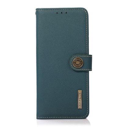 For Motorola Moto G15 4G KHAZNEH Custer Genuine Leather RFID Phone Case(Green) - Motorola Cases by buy2fix | Online Shopping UK | buy2fix